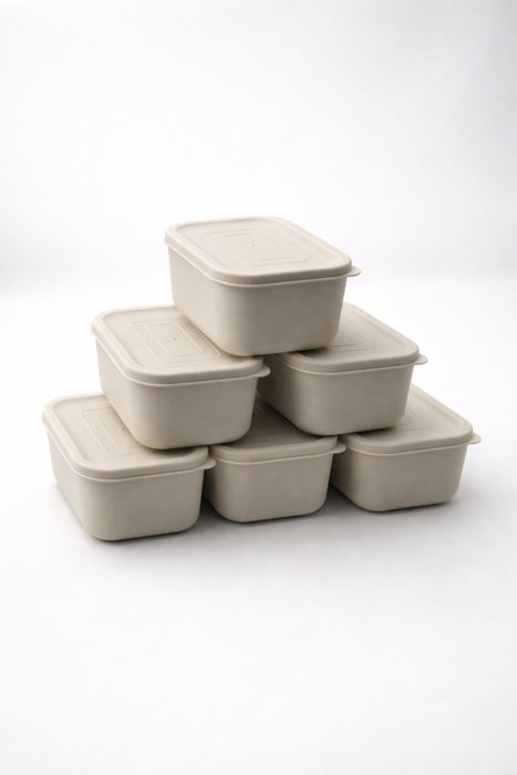 Hermia Juego de Cajas de Almacenamiento BU0062, 6 Piezas, Crema